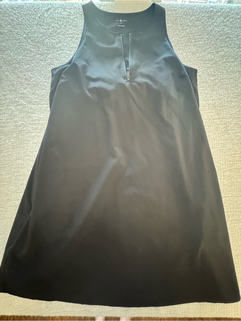 Lou & Grey black A-line minidress with shelf bra and slit pockets size M